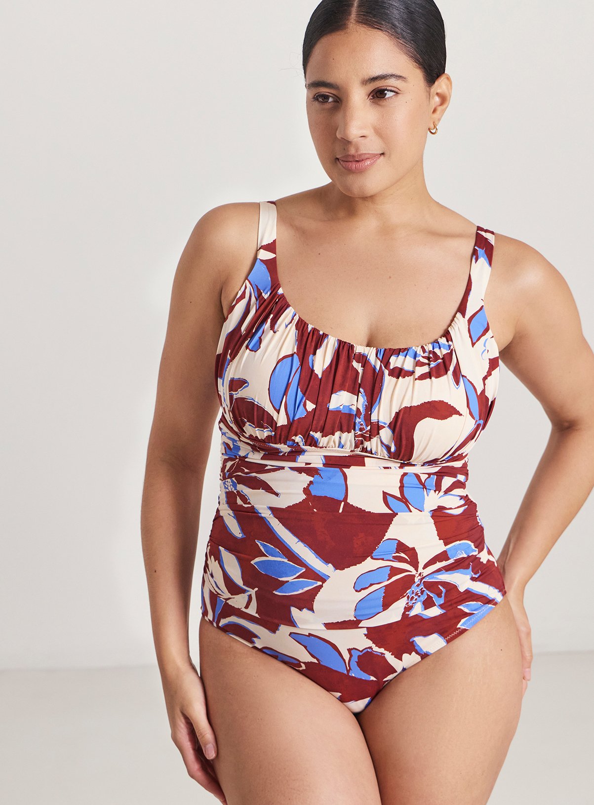 SIMPLY BE Magisculpt Lose Up To An Inch Tummy Control Swimsuit Leaf Print 32 - Image 3 thumbnail